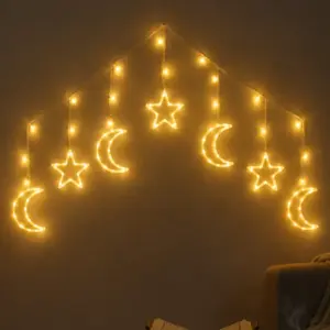 Dekoratif Ay Yıldız LED Ramazan Lambası Sıcak Beyaz Tasarım