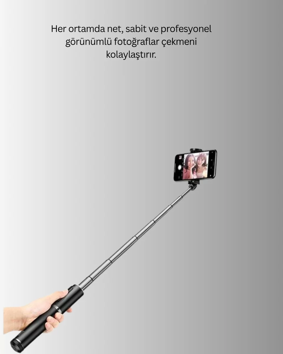 Uzaktan Kumandalı Bluetooth Selfie Çubuğu– 130 cm Ayarlanabilir 4 Uzaktan Kumandalı Bluetooth Selfie Çubuğu– 130 cm Ayarlanabilir - Görsel 4