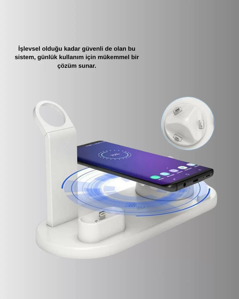 Kablosuz Şarj İstasyonu 4’ü 1 Arada iPhone Watch ve AirPods Uyumlu 3 Kablosuz Şarj İstasyonu 4’ü 1 Arada iPhone Watch ve AirPods Uyumlu - Görsel 3