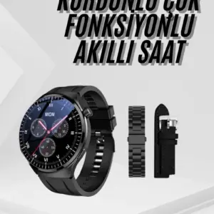Amoled Ekran Metal Deri Silikon Kordonlu Uyku ve Sağlık Takibi