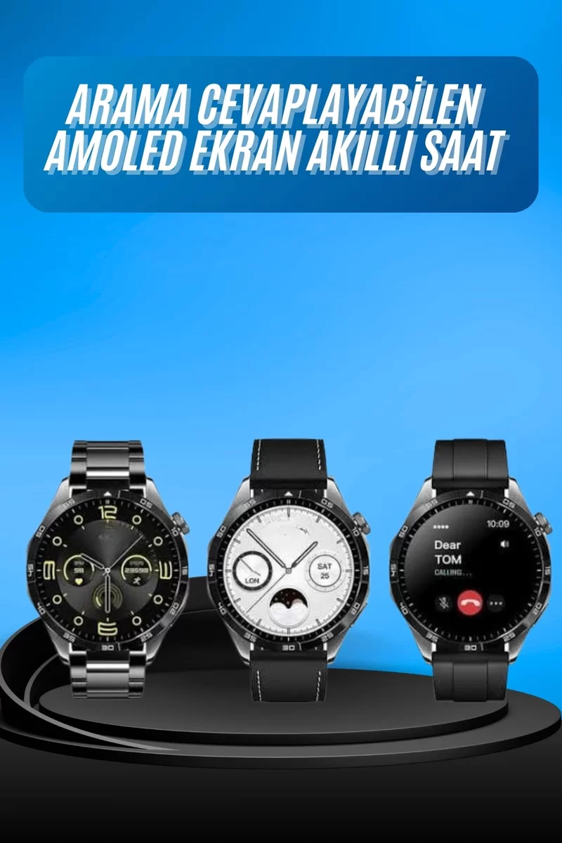 Amoled Ekran 3 Kordonlu Akıllı Saat 5.0 Bluetooth Bağlantılı Android ve İOS Uyumlu 1 Amoled Ekran 3 Kordonlu Akıllı Saat 5.0 Bluetooth Bağlantılı Android ve İOS Uyumlu