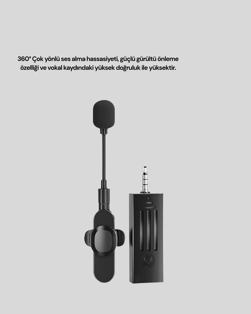 360 Derece Ses Algılamalı Type C Şarjlı Yaka Mikrofonu 2 360 Derece Ses Algılamalı Type C Şarjlı Yaka Mikrofonu - Görsel 2
