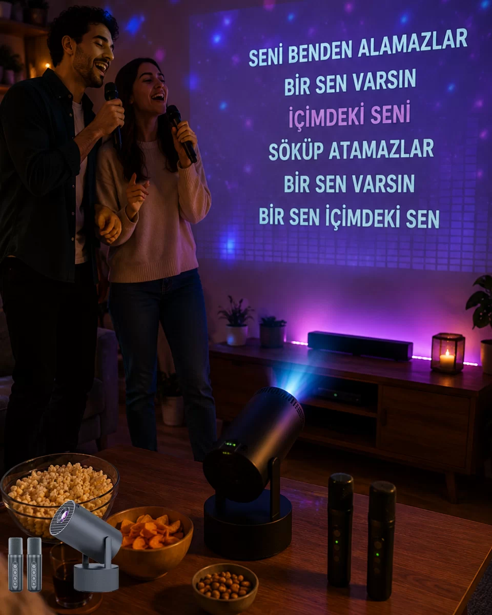 3ü 1 Arada Karaoke ve Projeksiyon Sistemi Çift Mikrofon Destekli 1 3ü 1 Arada Karaoke ve Projeksiyon Sistemi Çift Mikrofon Destekli