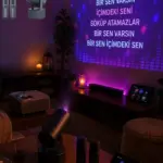 Bluetooth Hoparlörlü Akıllı Projektör Kablosuz Karaoke Mikrofonlu