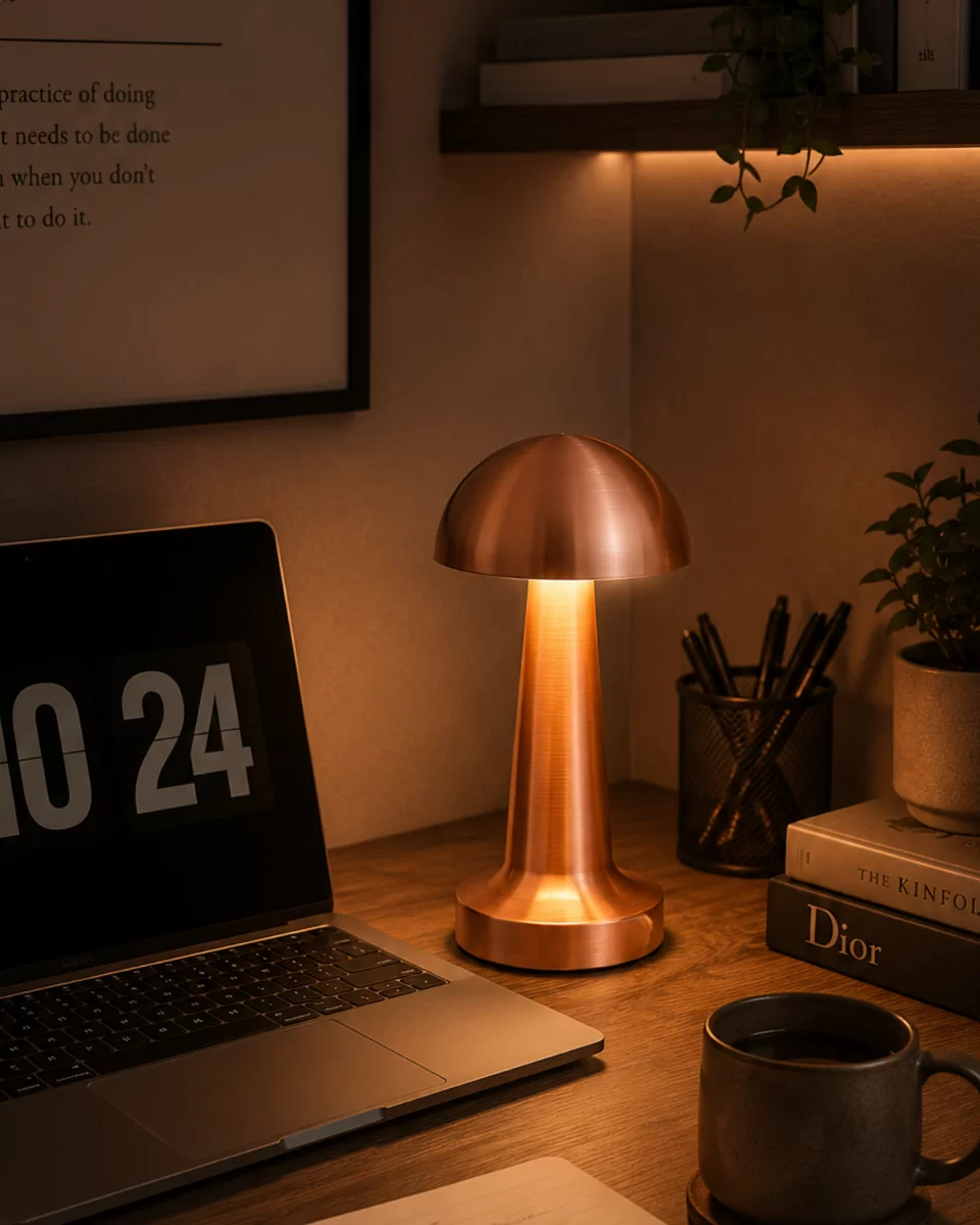Modern Bronz Mantar Masa Lambası LED Dokunmatik Dekoratif Aydınlatma 1 Modern Bronz Mantar Masa Lambası LED Dokunmatik Dekoratif Aydınlatma