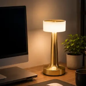 Gold Kare Mantar Masa Lambası Şarjlı Dokunmatik LED Aydınlatma