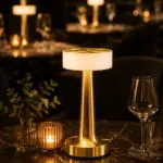 Şarjlı Gold Mantar Masa Lambası Dimmer Ayarlı Kablosuz LED Lamba