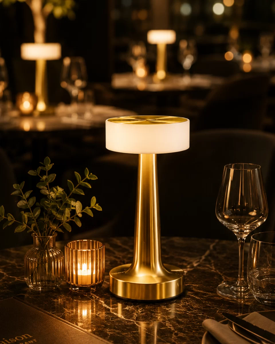 Şarjlı Gold Mantar Masa Lambası Dimmer Ayarlı Kablosuz LED Lamba 1 Şarjlı Gold Mantar Masa Lambası Dimmer Ayarlı Kablosuz LED Lamba