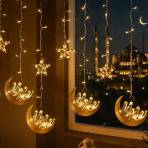Hilal Yıldız LED Ramazan Işığı 3 Metre Dekoratif Perde Aydınlatması