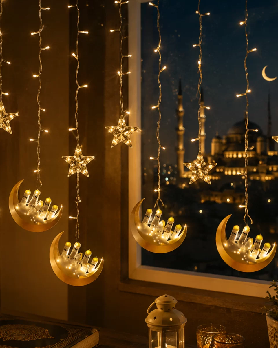 Hilal Yıldız LED Ramazan Işığı 3 Metre Dekoratif Perde Aydınlatması 1 Hilal Yıldız LED Ramazan Işığı 3 Metre Dekoratif Perde Aydınlatması