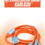 Çoklu Şarj Kablosu USB Type-C İOS Uyumlu 120W Hızlı Şarj Kablosu