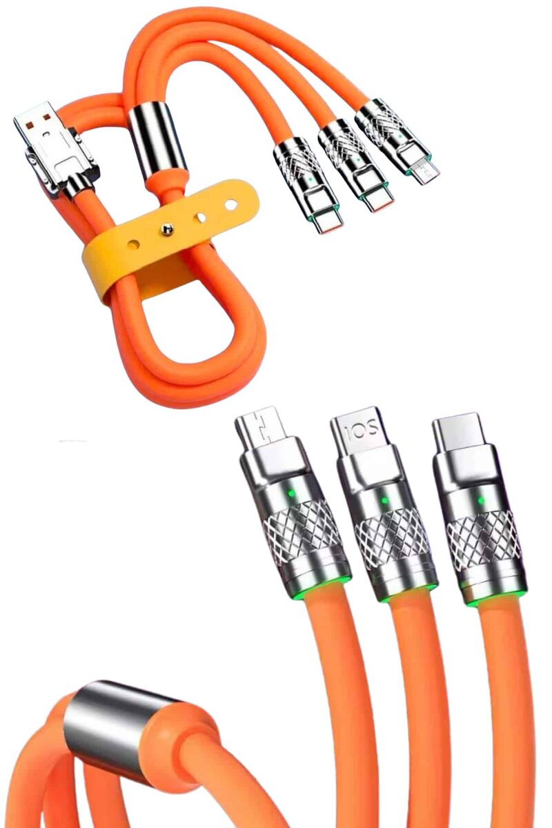 Çoklu Şarj Kablosu USB Type-C İOS Uyumlu 120W Hızlı Şarj Kablosu 2 Çoklu Şarj Kablosu USB Type-C İOS Uyumlu 120W Hızlı Şarj Kablosu - Görsel 2