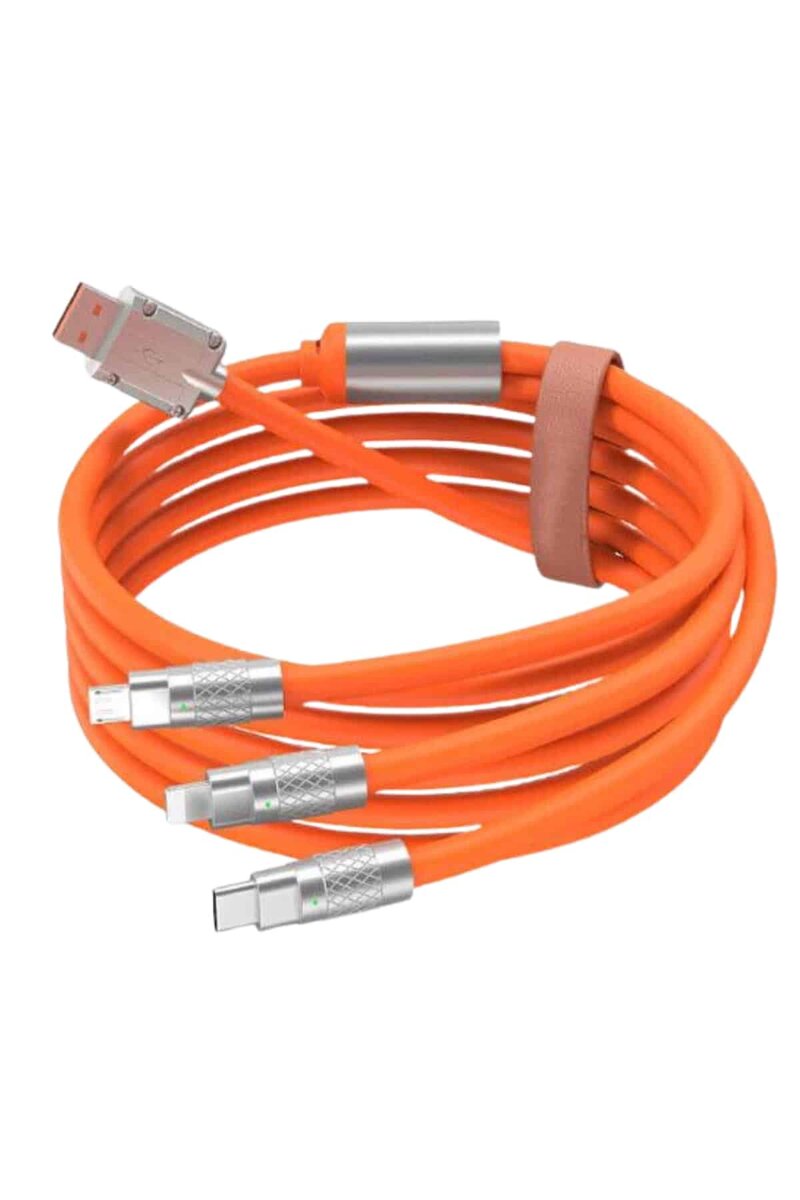 Çoklu Şarj Kablosu USB Type-C İOS Uyumlu 120W Hızlı Şarj Kablosu 3 Çoklu Şarj Kablosu USB Type-C İOS Uyumlu 120W Hızlı Şarj Kablosu - Görsel 3