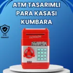 Kırmızı ATM Tasarımlı Şifreli Para Kasası Kumbara
