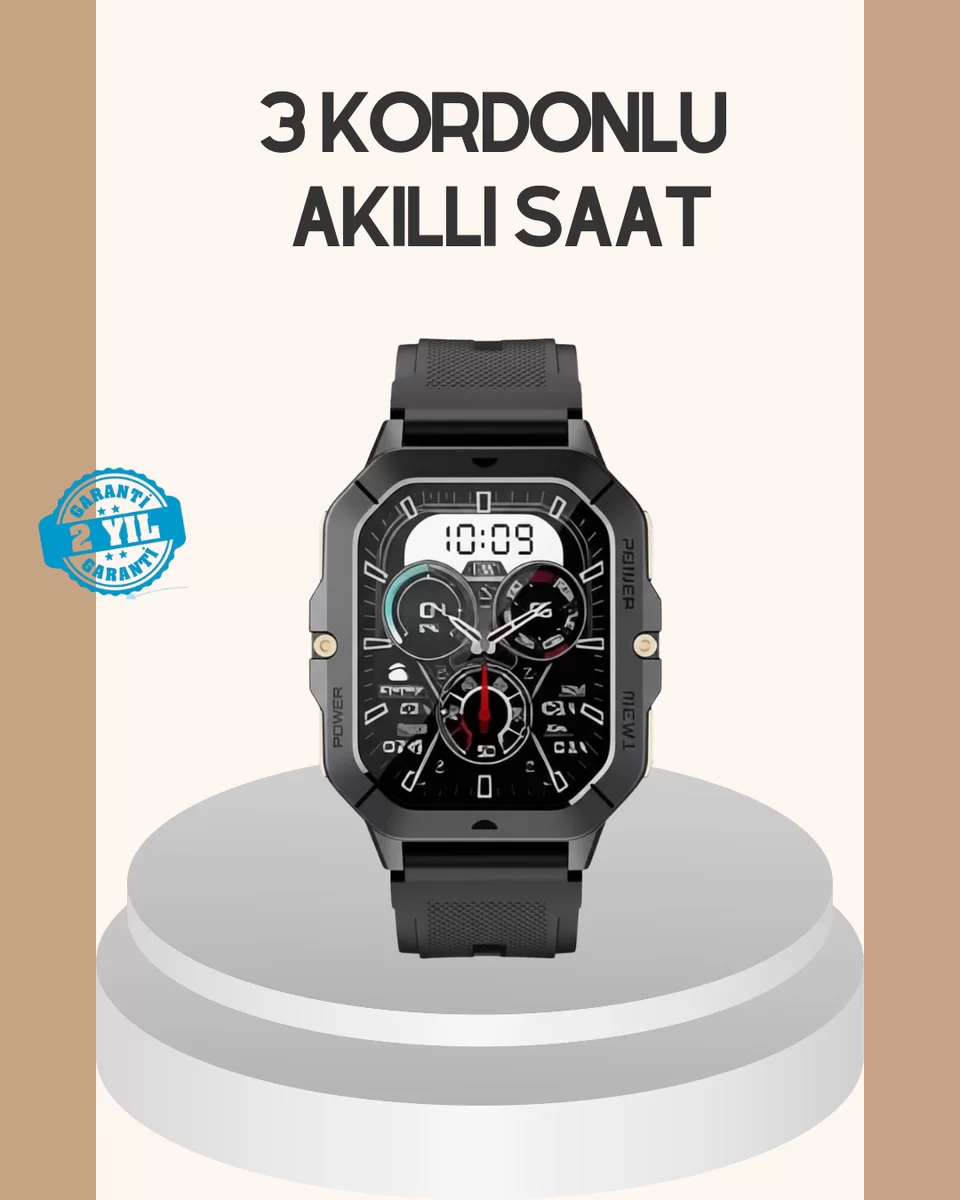 3 Kordonlu Akıllı Saat Uzun Pil Süreli 1 3 Kordonlu Akıllı Saat Uzun Pil Süreli