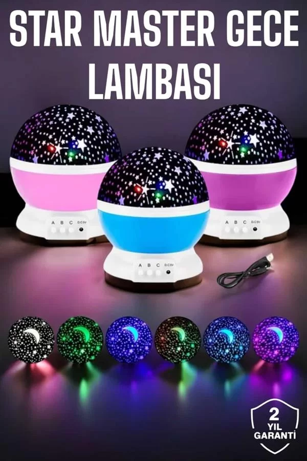 Mavi ve Mor Işıklı Projeksiyon Lambası 2 Mavi ve Mor Işıklı Projeksiyon Lambası - Görsel 2