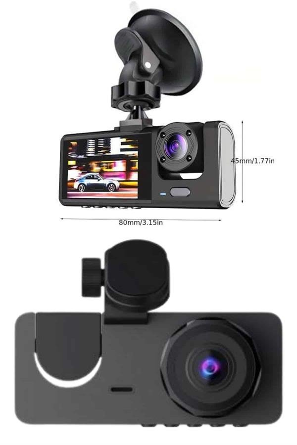 Yol Kayıt Araç Kamerası HD DVR 3 Kameralı 2.0in Ekranlı Ön İç Arka 3 Yol Kayıt Araç Kamerası HD DVR 3 Kameralı 2.0in Ekranlı Ön İç Arka - Görsel 3