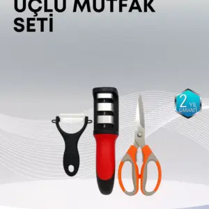 Çok Fonksiyonlu Mutfak Makas Seti – 3 Makas Bileyici ve Soyacak Dahil