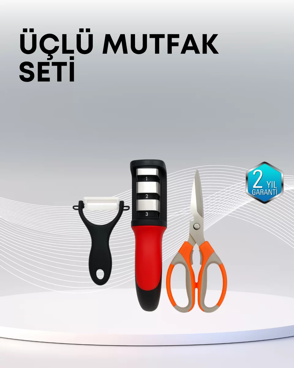 Çok Fonksiyonlu Mutfak Makas Seti – 3 Makas Bileyici ve Soyacak Dahil 1 Çok Fonksiyonlu Mutfak Makas Seti – 3 Makas Bileyici ve Soyacak Dahil