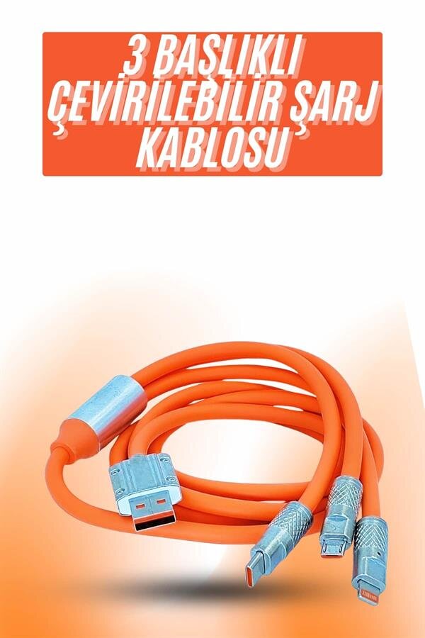 Çoklu Şarj Kablosu USB Type-C İOS Uyumlu 120W Hızlı Şarj Kablosu 2 Çoklu Şarj Kablosu USB Type-C İOS Uyumlu 120W Hızlı Şarj Kablosu - Görsel 2