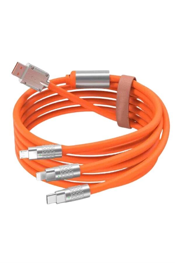 Çoklu Şarj Kablosu USB Type-C İOS Uyumlu 120W Hızlı Şarj Kablosu 3 Çoklu Şarj Kablosu USB Type-C İOS Uyumlu 120W Hızlı Şarj Kablosu - Görsel 3