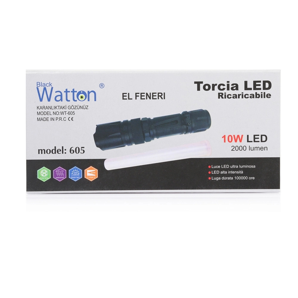 10w 2000 Lümen 4 Renk Güçlü El Feneri Wt-605 4 10w 2000 Lümen 4 Renk Güçlü El Feneri Wt-605 - Görsel 4