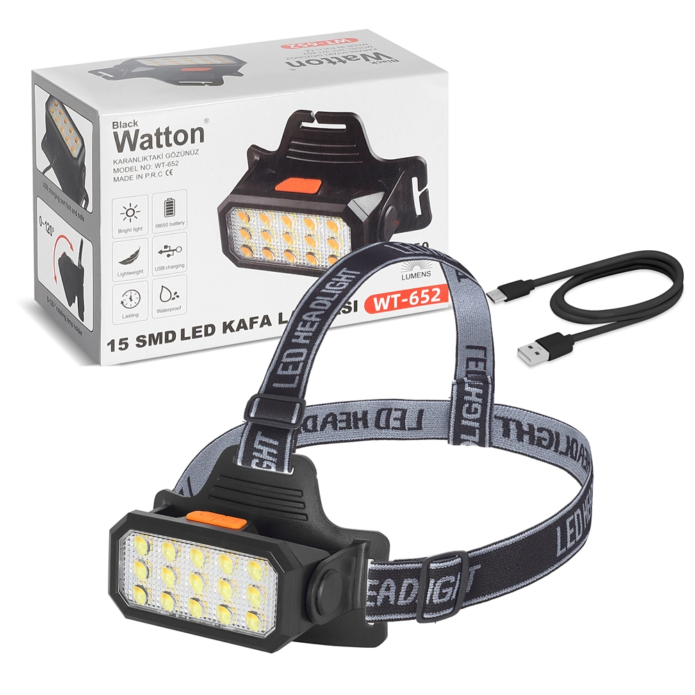 15 Ledli Sarı / Beyaz Şarjlı Kafa Lambası Watton Wt-652 1 15 Ledli Sarı / Beyaz Şarjlı Kafa Lambası Watton Wt-652