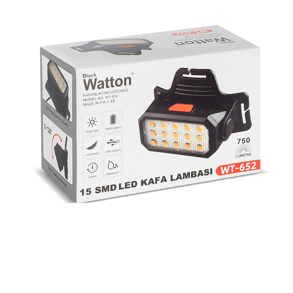 15 Ledli Sarı / Beyaz Şarjlı Kafa Lambası Watton Wt-652 2 15 Ledli Sarı / Beyaz Şarjlı Kafa Lambası Watton Wt-652 - Görsel 2