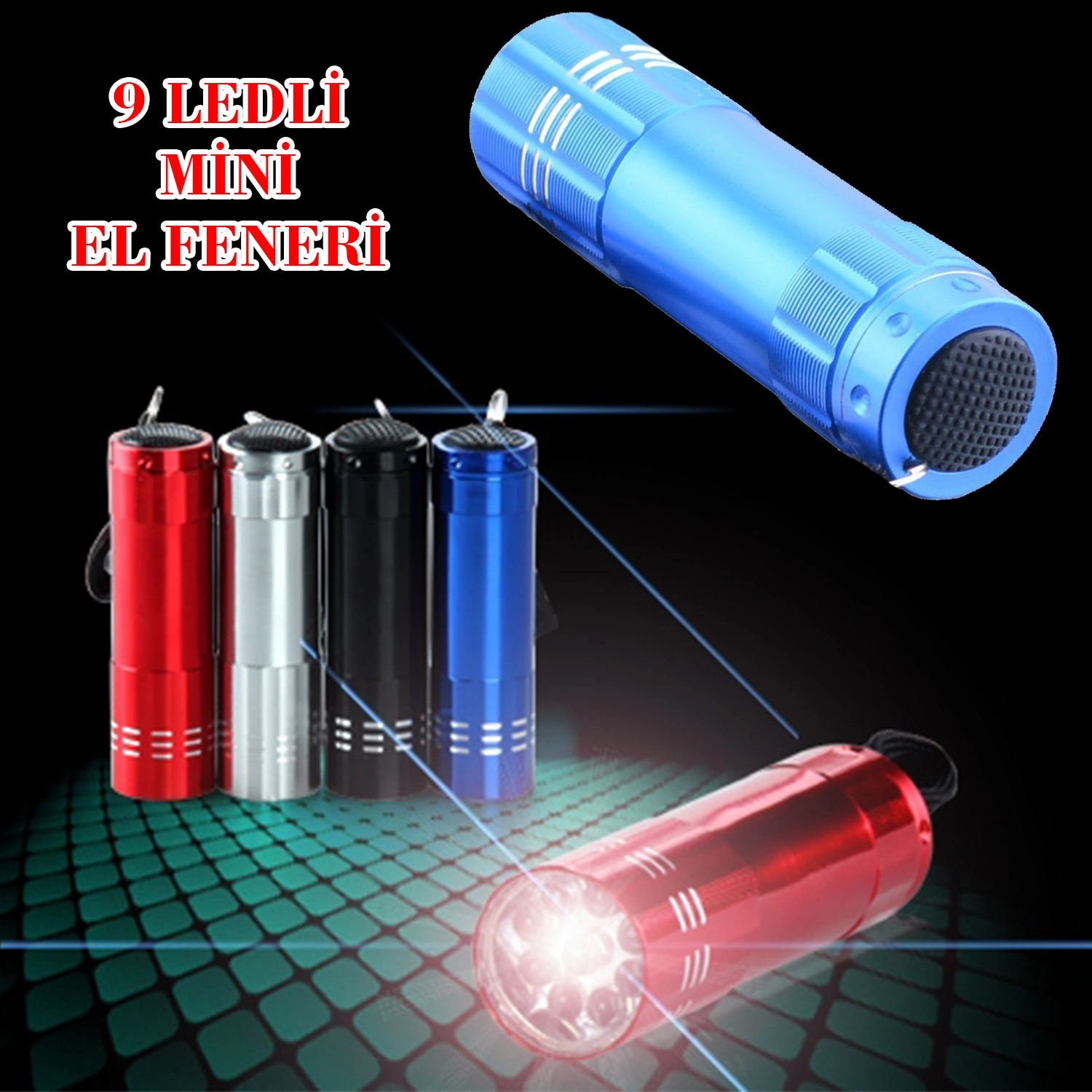 3 Adet 9 Ledli Metal Mini El Fener 4 3 Adet 9 Ledli Metal Mini El Fener - Görsel 4