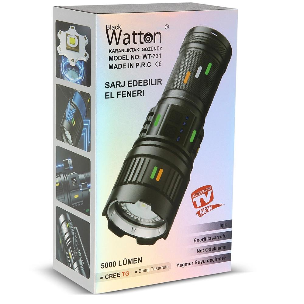 5000 Lümen Cree Tg Led Şarj Göstergeli El Feneri Wt-731 5 5000 Lümen Cree Tg Led Şarj Göstergeli El Feneri Wt-731 - Görsel 5