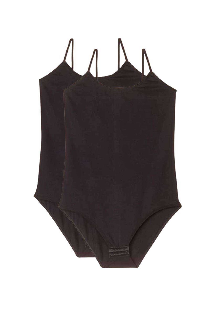 2 Adet İp Askılı Kadın Çıtçıtlı Body Siyah 1 2 Adet İp Askılı Kadın Çıtçıtlı Body Siyah