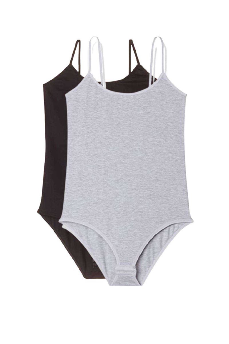 2 Adet İp Askılı Kadın Çıtçıtlı Body Siyah ve Gri 1 2 Adet İp Askılı Kadın Çıtçıtlı Body Siyah ve Gri