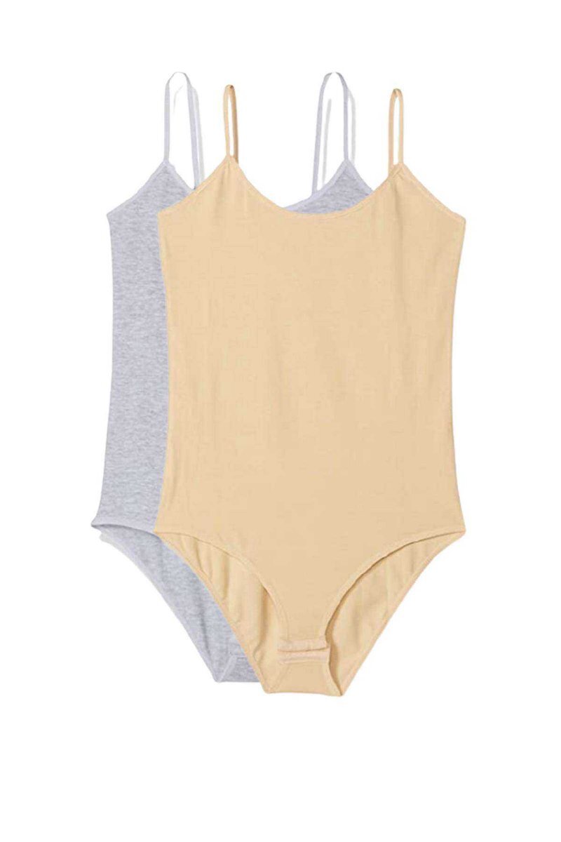 2 Adet İp Askılı Kadın Çıtçıtlı Body Gri ve Ten 1 2 Adet İp Askılı Kadın Çıtçıtlı Body Gri ve Ten