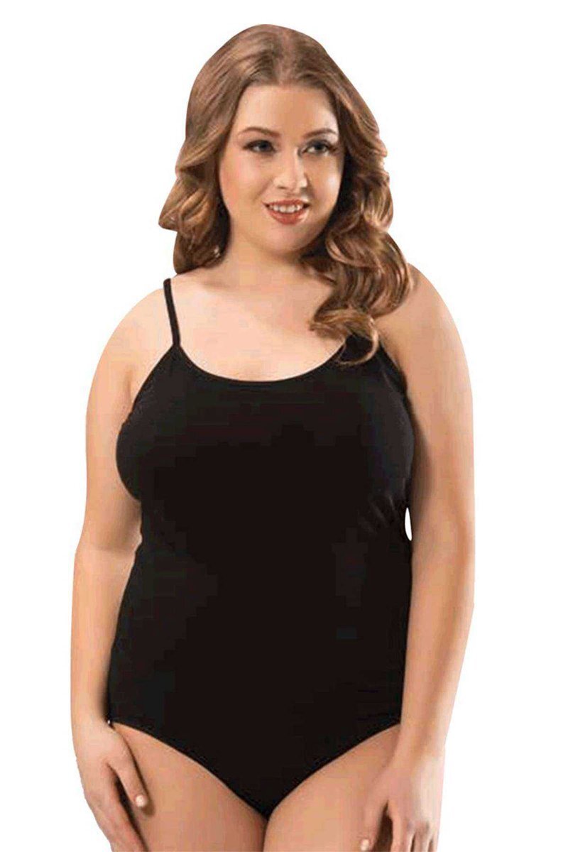 Battal Beden İp Askılı Kadın Çıtçıtlı Body Siyah 1 Battal Beden İp Askılı Kadın Çıtçıtlı Body Siyah