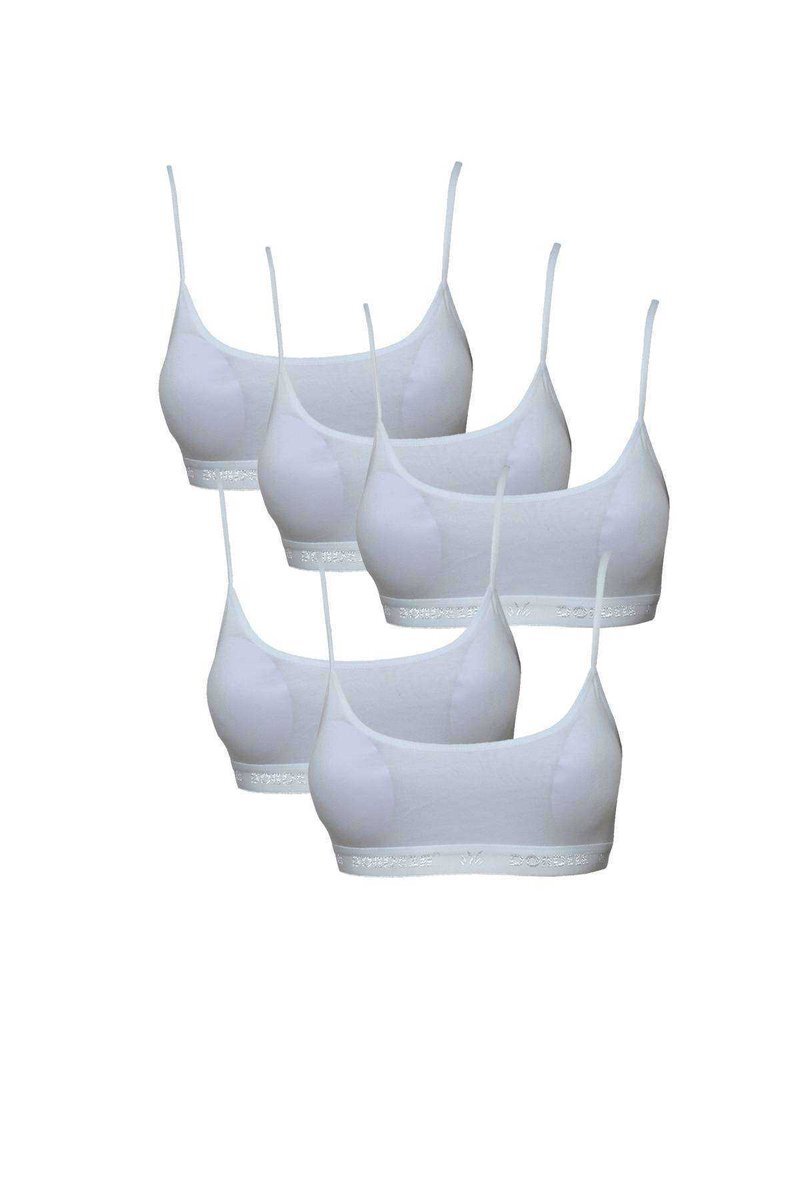 Pedli İp Askılı Beyaz Büstiyer 5 adet 1 Pedli İp Askılı Beyaz Büstiyer 5 adet