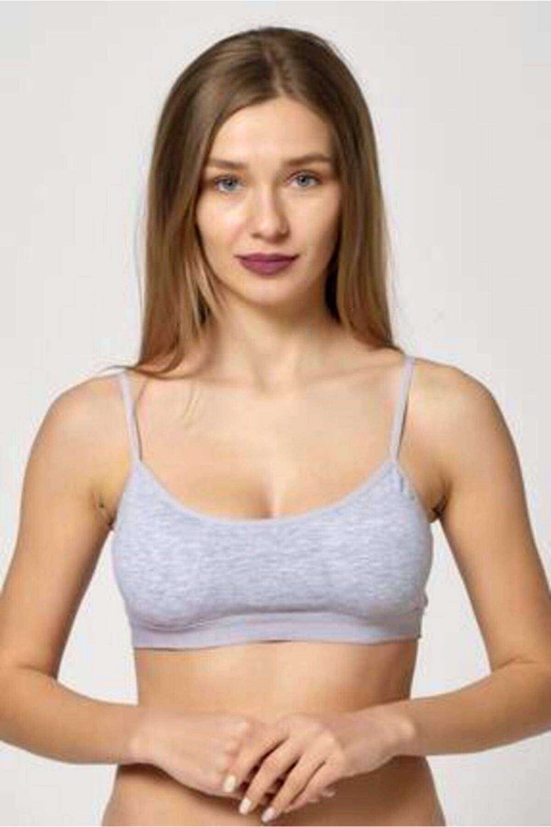 Pedli İp Askılı Gri Büstiyer 1 Pedli İp Askılı Gri Büstiyer