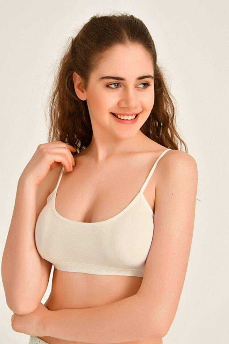 Pedli İp Askılı Krem Büstiyer 1 Pedli İp Askılı Krem Büstiyer
