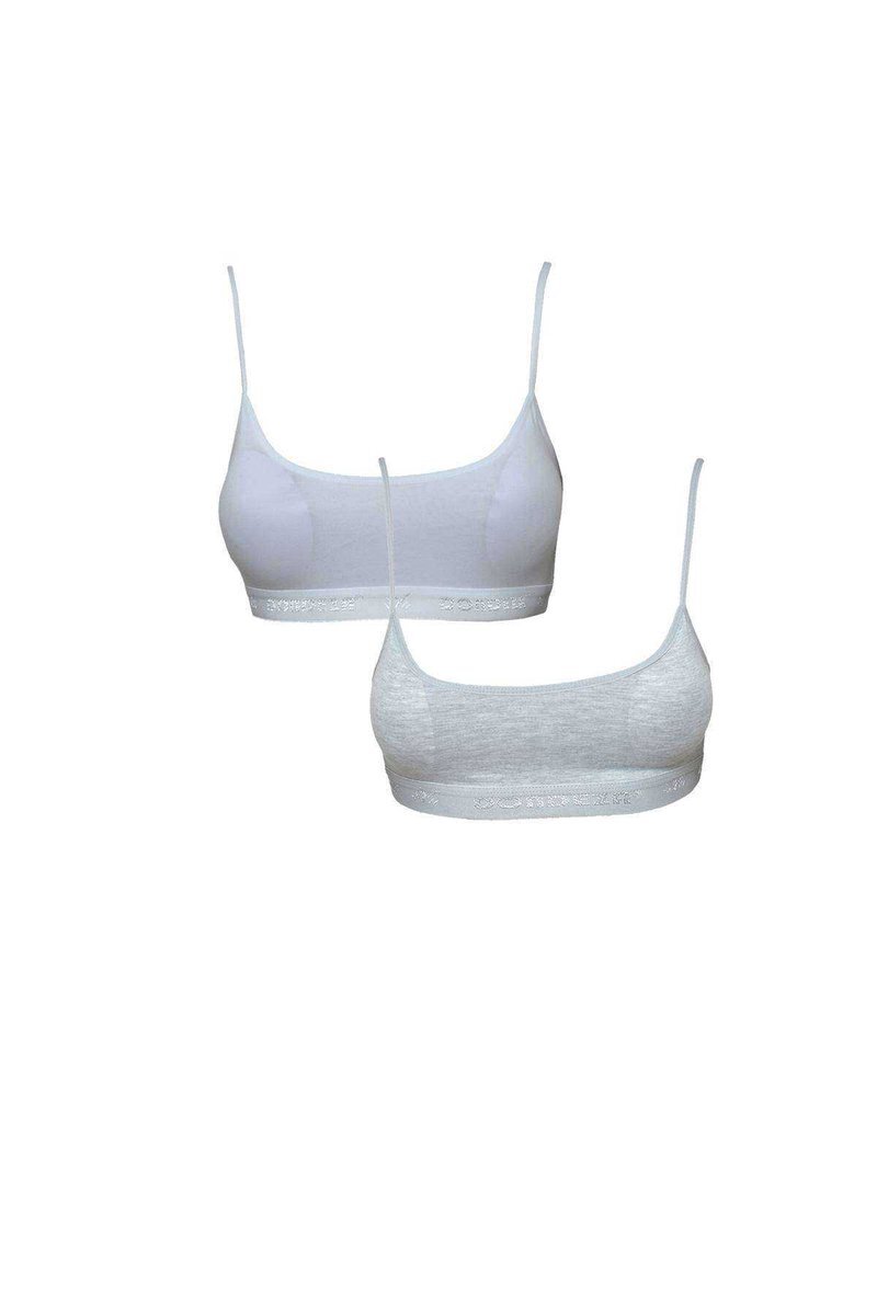 Pedli İp Askılı Beyaz ve Gri Büstiyer 2 adet 1 Pedli İp Askılı Beyaz ve Gri Büstiyer 2 adet