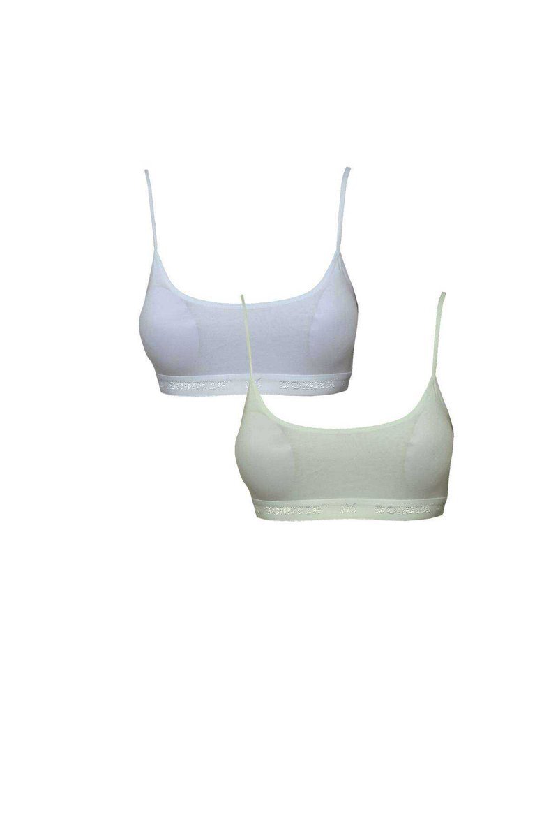Pedli İp Askılı Beyaz ve Krem Büstiyer 2 adet 1 Pedli İp Askılı Beyaz ve Krem Büstiyer 2 adet