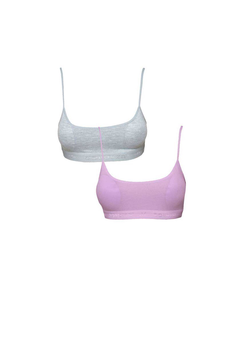 Pedli İp Askılı Gri ve Pembe Büstiyer 2 adet 1 Pedli İp Askılı Gri ve Pembe Büstiyer 2 adet