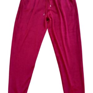 Parlak Kadife Cepli Pantolon Eşofman Pijama Altı Unisex Lastikli Paça Bordo