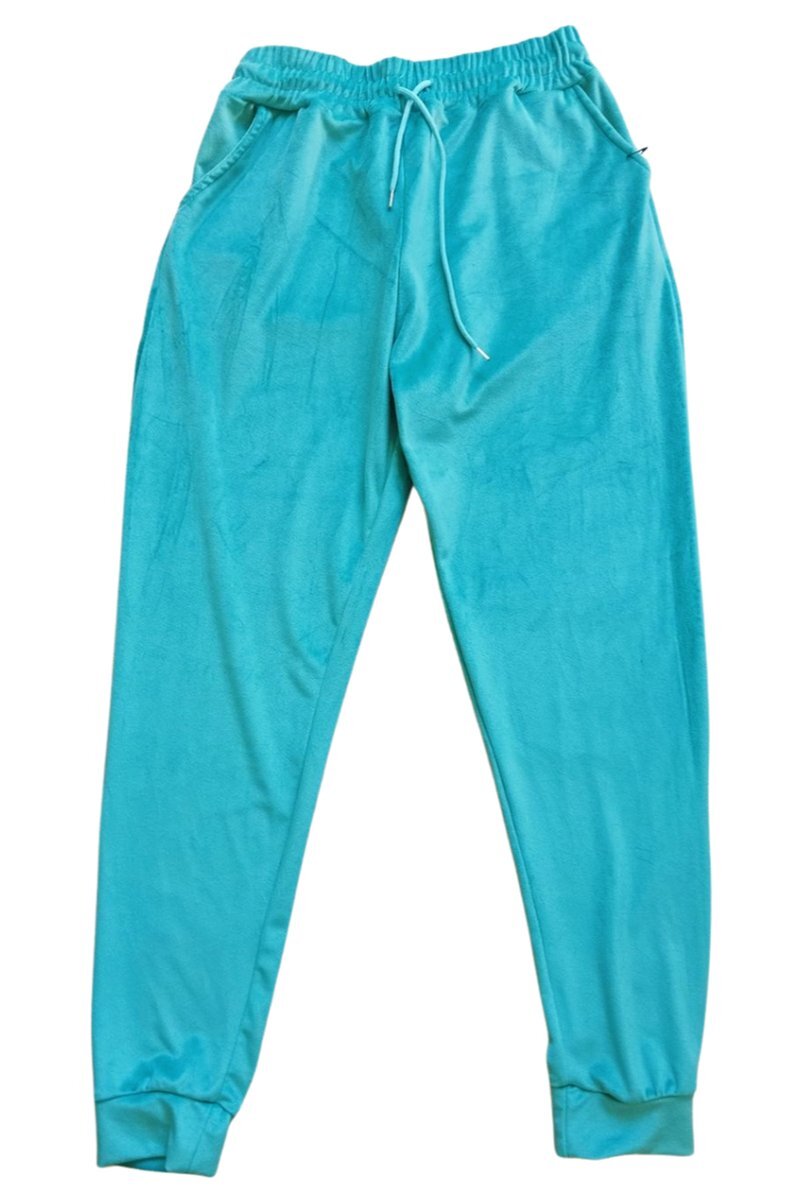 Parlak Kadife Cepli Pantolon Eşofman Pijama Altı Unisex Lastikli Paça Yeşil 1 Parlak Kadife Cepli Pantolon Eşofman Pijama Altı Unisex Lastikli Paça Yeşil
