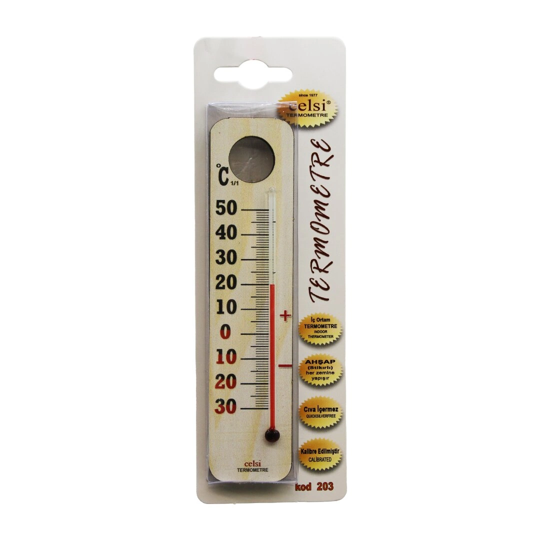 Ahşap 3.5 X 15cm Derece Oda Termometresi İç / Dış Kurşun Ve Civa İçermez 1 Ahşap 3.5 X 15cm Derece Oda Termometresi İç / Dış Kurşun Ve Civa İçermez