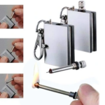 Benzinli Kibrit Çakmak Magnezyum Çubuklu Anahtarlıklı Benzinli Metal Kibrit Gümüş