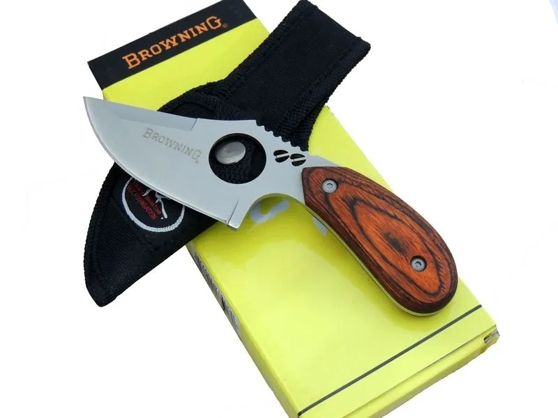 Browning 087 Yüzme Kamp Bıçak 16 Cm - Ahşap Sap, Özel Kılıflı 1 Browning 087 Yüzme Kamp Bıçak 16 Cm - Ahşap Sap, Özel Kılıflı