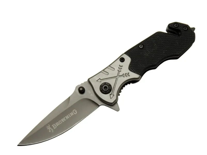 Browning 8-10 Siyah Kurtarma / Kamp Çakı 16,5cm - Yarı Otomatik, Kemerlikli, Cam Kırma Ve İp Kesme Aparatlı, Ok Figürlü Sap 1 Browning 8-10 Siyah Kurtarma / Kamp Çakı 16,5cm - Yarı Otomatik, Kemerlikli, Cam Kırma Ve İp Kesme Aparatlı, Ok Figürlü Sap