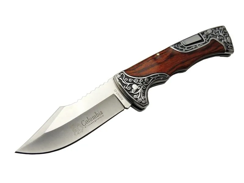 Columbia A3157a Av / Kamp Çakı 23 Cm - Gül Ağacı İşlemeli Saplı 1 Columbia A3157a Av / Kamp Çakı 23 Cm - Gül Ağacı İşlemeli Saplı