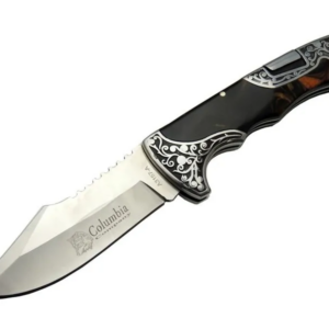 Columbia A3157b Kahverengi Av / Kamp Çakı 23 Cm - Sedef İşlemeli Saplı,