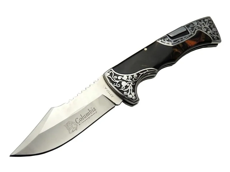 Columbia A3157b Kahverengi Av / Kamp Çakı 23 Cm - Sedef İşlemeli Saplı, 1 Columbia A3157b Kahverengi Av / Kamp Çakı 23 Cm - Sedef İşlemeli Saplı,
