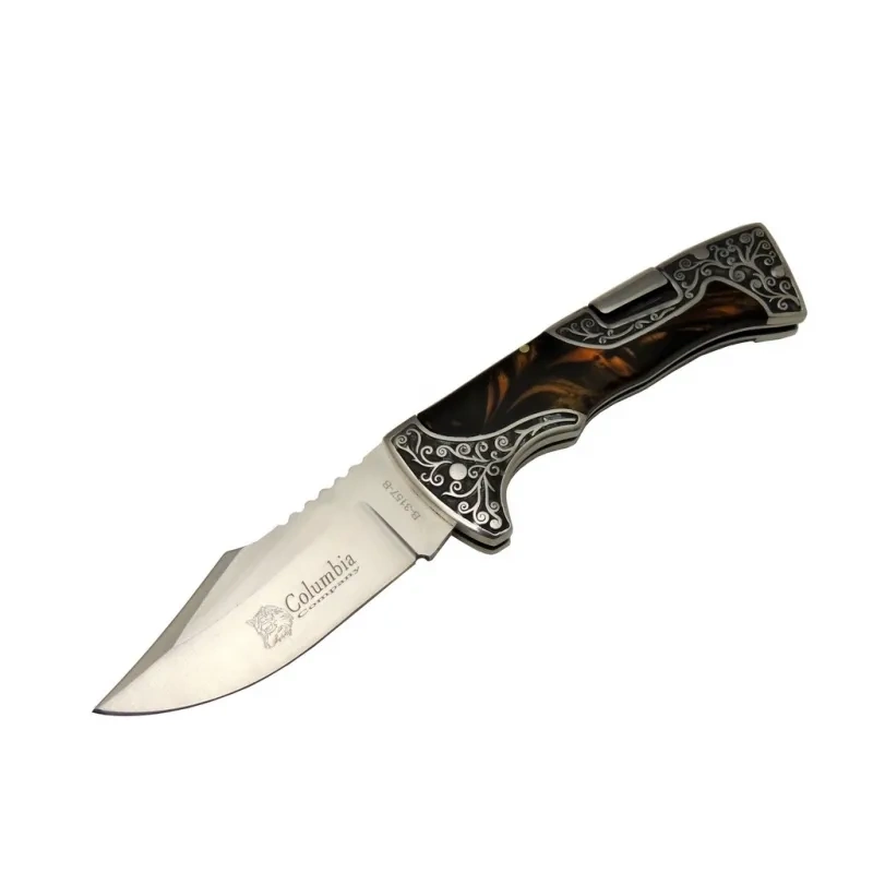 Columbia B3157b İşlemeli Kamp Çakı 22 Cm - Kahverengi Sedef Saplı, Manuel Açılma 1 Columbia B3157b İşlemeli Kamp Çakı 22 Cm - Kahverengi Sedef Saplı, Manuel Açılma